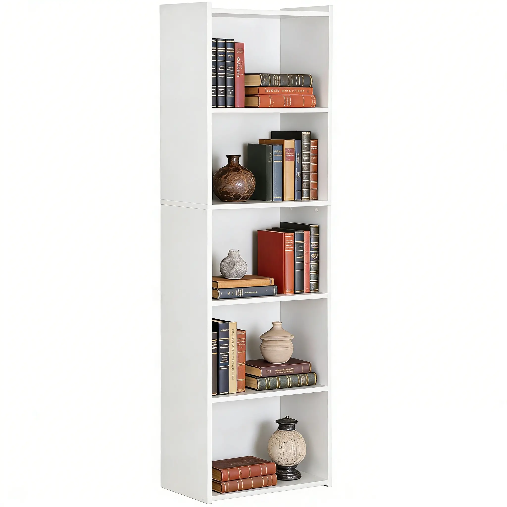 ZENY 5-Tier Narrow Standing Bookshelf - Slim-Fit Compact Organizer ZENY 5-Tier Narrow Standing Bookshelf - Slim-Fit Compact Organizer