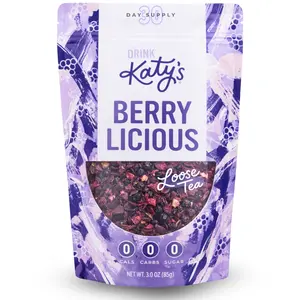 Katy’s Berry Loose Tea - Hibiscus, Blueberry & Cranberry - Fruity Herbal Tea, Caffeine-Free, Sugar-Free - Hot or Cold Brew Tea - 30+ Cups - Woman-Owned - 3oz Pouch