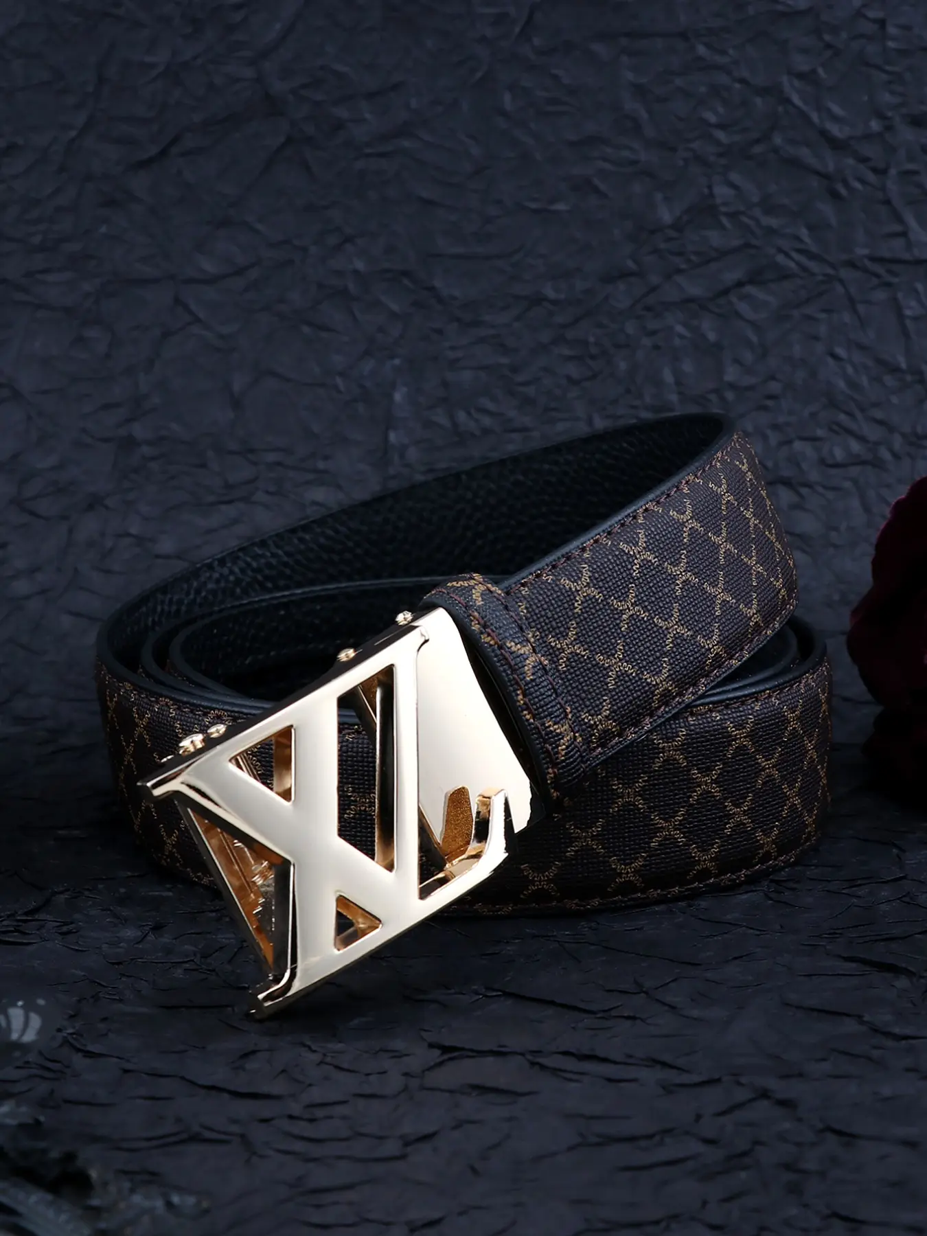 Business Casual Letter Metal Buckle Belt, Durable Belts Wrinkle‑Resistant Strap with Automatic Alloy Buckle, Printed Textured Belt, Essential Commuter Accessory, Waistband Buckle