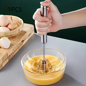 This cordless handheld mixer, Handheld Whisk Mixer, features a 4-speed metal beater for baking and cooking. Made of sturdy materials and lightweight construction, easily whips cream, mixes batter, makes meringue without electricity