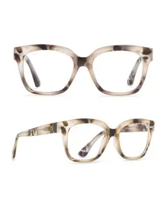 DIFF Ava Cream Tortoise Blue Light Readers - Cute Square Chunky Lightweight Frame