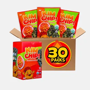 KIMCHIP (30-Pack) Spicy Kimchi Salsa Seaweed Snack – organic, vegan, gluten-free, low-calorie nori chips