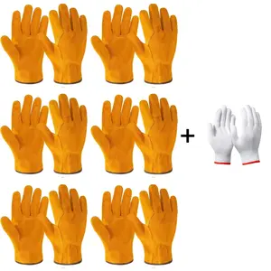 PAKNADA 6-Pair Cowhide Leather Work Gloves – Soft Leather, Durable Grip, Safety Work Gloves for Construction & Outdoor Use