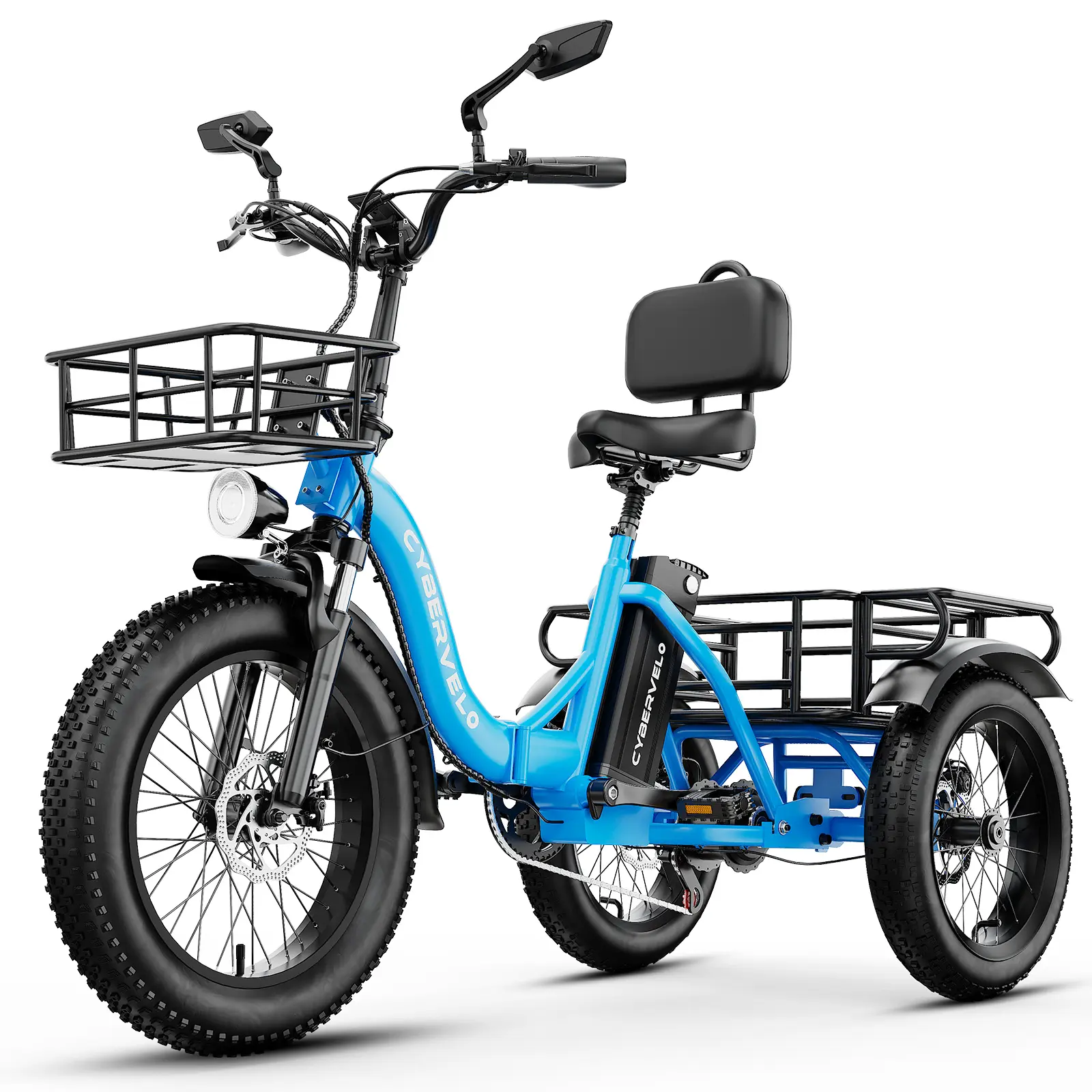 Electric Tricycle for adults , three wheels electric bicycle, 48V20.8 Ah large removable battery ,20inch bike with cargo ,bicycle for comment  man women,Cybervelo C16