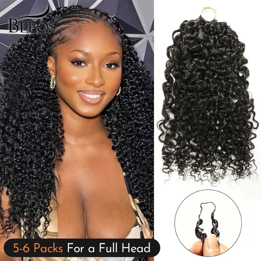 BEEOS Feather Crochet Human Hair Bundles for Miracle Knots Boho Braids Burmese Curly Real Human Hair Knotless Pre-Separated 20 Inch 5 Bundles Recommended Hair Extensions for Woman SummerVibes