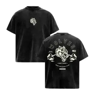 Darc Sport Wolves Bodybuilding Club Vintage Washed Oversized Tee | California Gym Apparel | Heavyweight Cotton | Perfect for Weightlifting & Street Style Menswear Top Man Streetwear Tshirt Crewneck Tropical Casual Tropical Casual