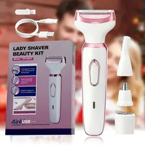 4-in-1 multi-functional electric hair removal device, Rechargeable Shaver, specially designed for women, All-body water-washable household hair trimmer, Facial eyebrow shaping and lip/hair trimmer, Bikini line and private area hair removal knife