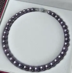 ANGEPERLE S925 Silver Freshwater Edison Pearl Necklace 10-12mm TSSLF02M