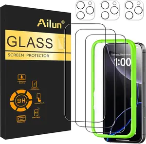 3 Pack Screen Protector for iPhone 16 Pro [6.3 inch] + 3 Pack Camera Lens Protector with Installation Frame,Case Friendly Tempered Glass Film,[9H Hardness] - HD [6 Pack] Protective Protection, #TikTokShopBlackFriday