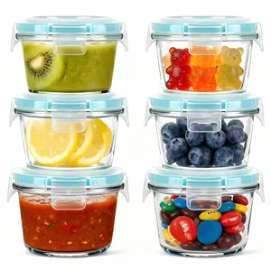 12 Pcs Small Glass Food Storage Containers with Lids Set, 5oz Airtight Meal Prep Containers Lunch Box (6 Containers & 6 Lids) for Fruit, Snack, Airtight Glass Food Storage Containers – Leakproof Kitchen Organizer Set