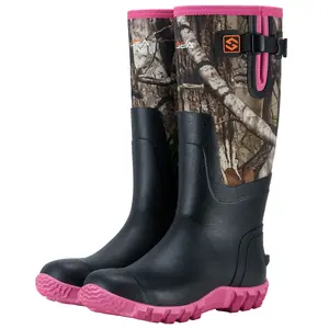 HISEA Women's Mid-Calf Waterproof Rubber Rain Boots, Durable Shoe for Garden, Mud Working Footwear
