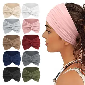 10pcs Loose Soft Women's Headbands Hair Bands, Bohemian Fashion Headbands, Elastic Yoga Headbands, Hair Accessories, Headband Knot Elastic Non-slip Large Headbands for Yoga, Running and Big Sports - Best Gift for Easter
