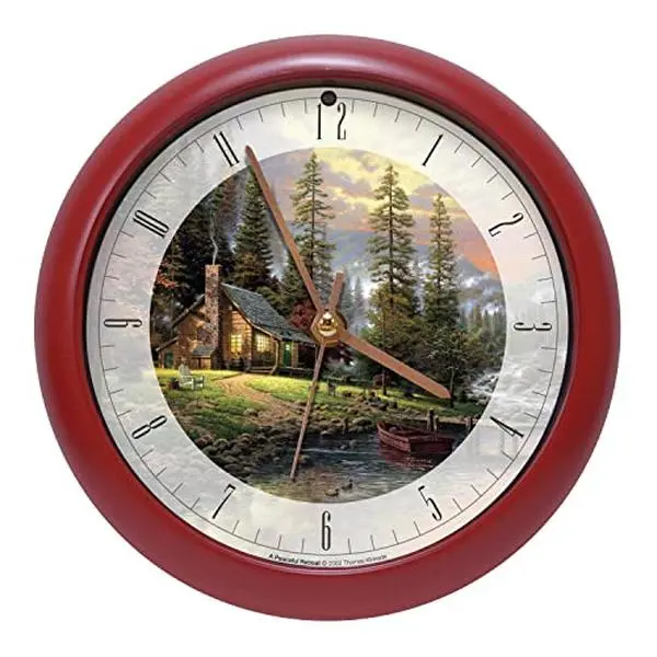 Meditative Nature Sound Clock, 8 Inch Red Decorative Wall & Table Clock with Relaxing Calming Sounds, Smart Light Sensor, Battery Operated for Mindfulness Home Decor