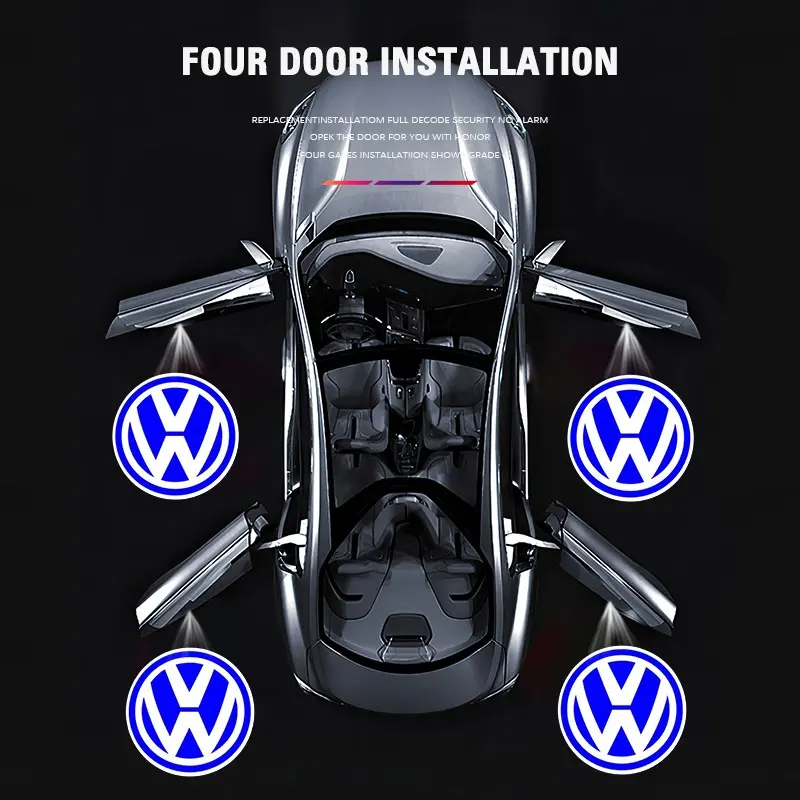 2pcs Volkswagen HD Car Door Welcome Light Led Projector Lamp For Volkswagen VW GTI Polo Golf Passat Tiguan Arteon Touareg CC Taigo Caddy Jetta T-ROC Beetle Sharan Touran Scirocco Car Welcome Lights