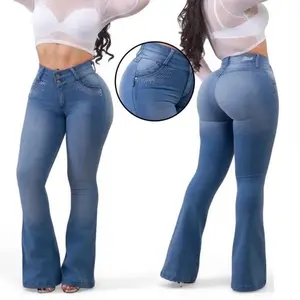 B73-15 Premium Colombian Butt-Lifting Flare Jeans with Rhinestone Details | Stretch Denim