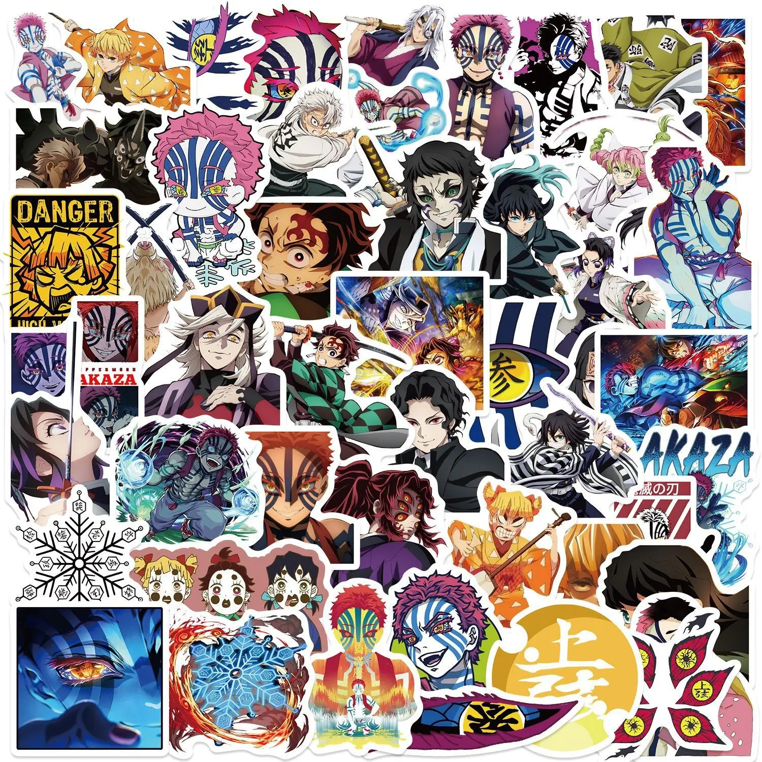 50 Cartoon Movie Demon Slayer Graffiti Stickers, Decorative Creative Guitar Notebook Luggage DIY Waterproof Decals, Flat Style Customized Sticker, Sticker Packs