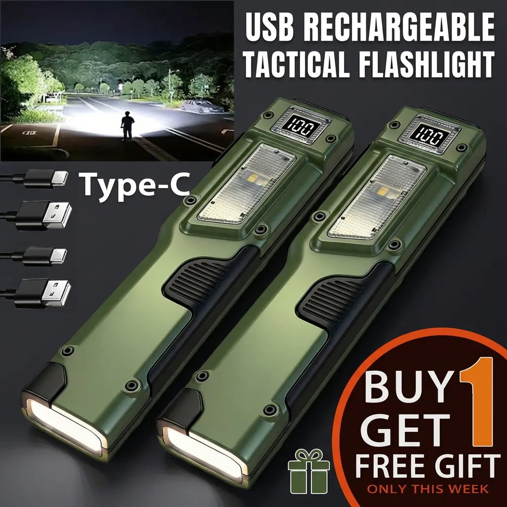 2PCS EDC Tactical Flashlight, Pocket Flashlight Flat Flashlights Rechargeable,Dual-Switches LED Small Flashlight with Digital Display,Stainless Steel 8 Modes Pocket Flash Light for Home, Camping,and outdoor emergency Use Gifts for Men Dad Him Husband tikt