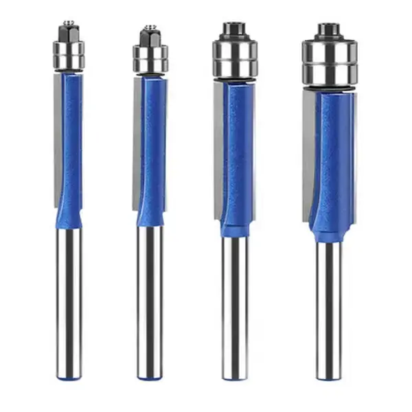 Double Bearing Flush Trim Bit Set - Professional Straight Router Woodworking Tool with Box, Cutting Capability, Convenience, Efficiency, Stability for Home & Professional Carpentry