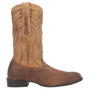 Dingo Mens Whiskey River Embroidered Round Toe Pull On Casual Boots Mid Calf - Beige, Brown