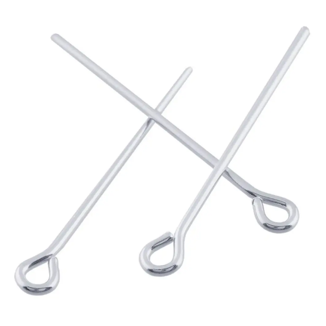 200pcs Eye Pins Eyepins, Sterling Silver Plated Brass, 0.7mm/21 Gauge, Length Selections: 22mm/26mm/30mm/38mm/50mm