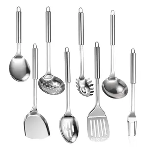 12-Piece Kitchen Cooking Utensils Set, Stainless Steel Kitchen Utensils with Suspendable Handle, Spatula, Slotted Turner, Soup Ladle, Slotted Spoon, Whisk, Pasta Server, Dishwasher Safe