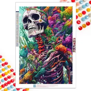 Skull & Tree Pattern DIY Diamond Arts Colorful Painting Kit without Frame, DIY 5D Diamond Arts Colorful Painting Kit, Wall Art Decor for Home, Diamond Painting Kits