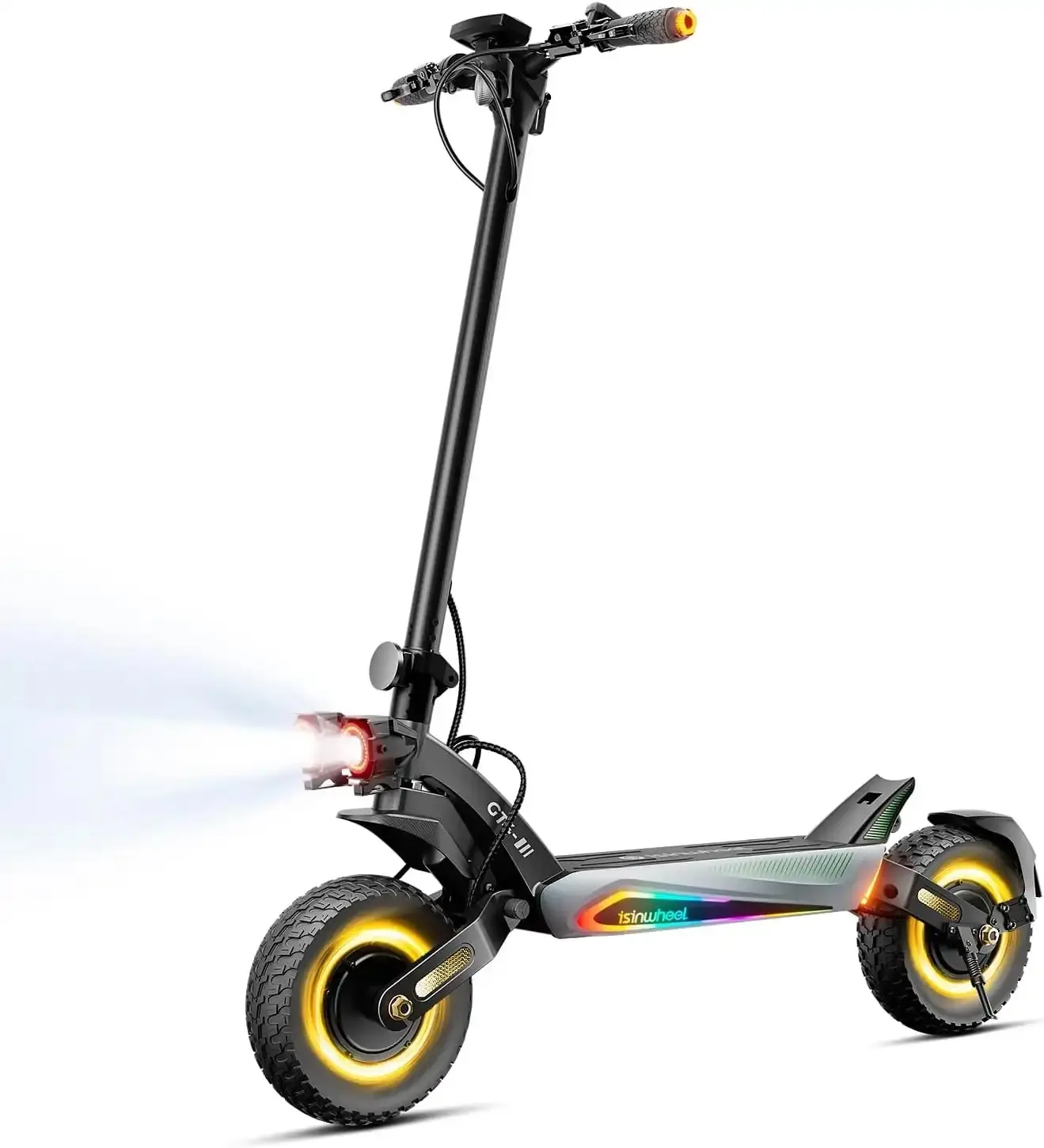 Isinwheel GT4 Foldable Adult Off-Road Electric Scooter - 2400W Motor, 45MPH Top Speed, 50 Mi Range, 12" All-Terrain Tires, Suspension System, Disc Brake, 330lb Weight Capacity, for Off-Road Sports & Outdoor Use, Off-Road Ride