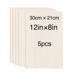 Premium Poplar Craft Board, Size 30cm X 20cm (12inch X 8inch), Smooth Seamless Surface, Natural Flowing Texture, Ideal for Carving, Painting, DIY