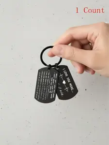 Couple Keychain, Personalized Cute Letter Pattern Keychain for Men & Women, Stainless Steel Keychain for Birthday Gift, Anniversary Gift