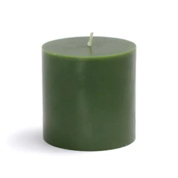 Zest Candle CPZ-079-12 Unscented Hunter Green Handpoured Wax Cylinder Pillar Candles, 3x3 in, Smokeless Dripless Clean Burn, 40 Hours Burn Time, 12-Piece Bulk Case for Decoration, Wedding Centerpieces