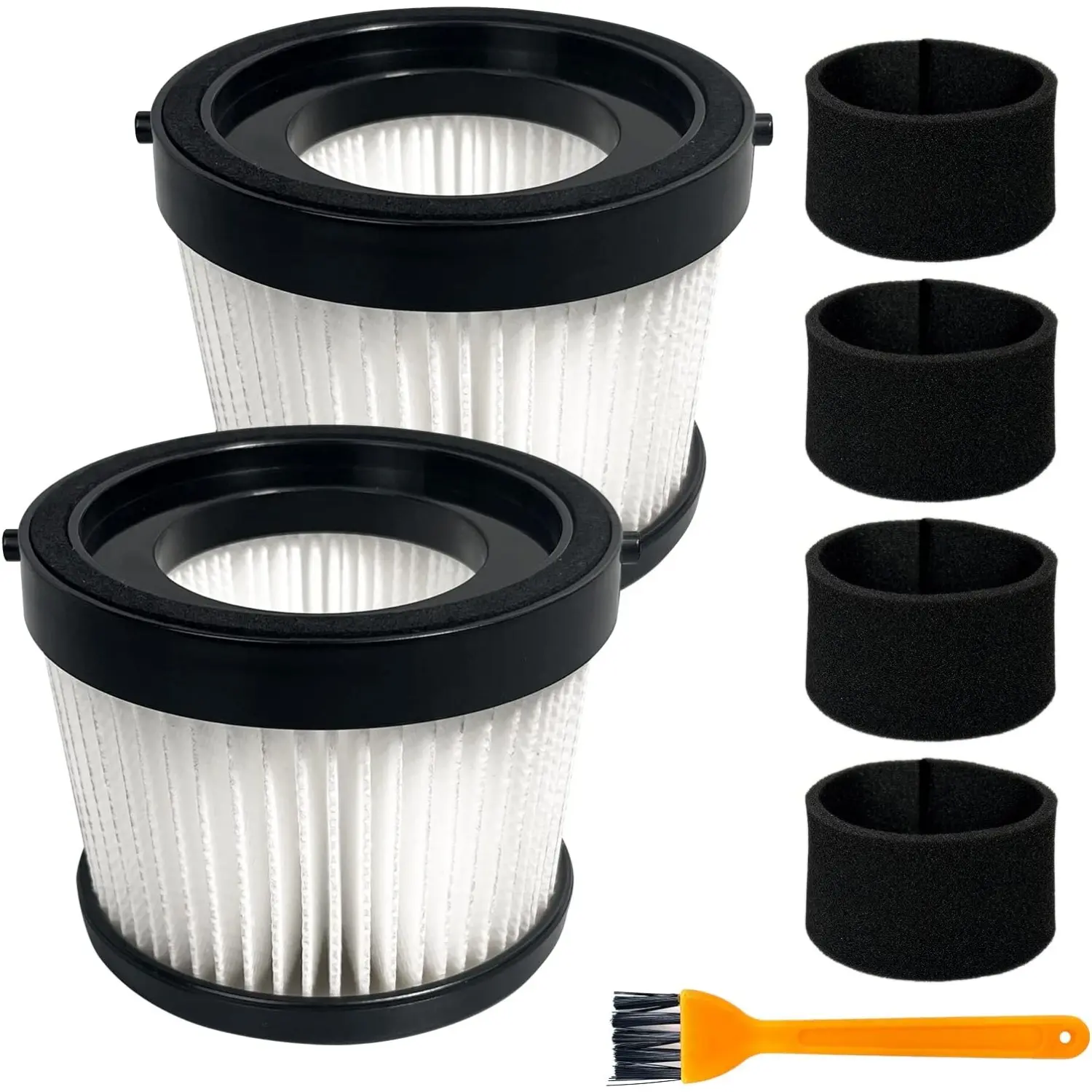 2-Pack 20V HEPA Dust Filters with Pleated Paper for DEWALT DCV501HB Cordless Handheld Vacuum, 4 Foam Sleeve Filters, 1 Brush - Home Improvement Supplies, Hepa Filter