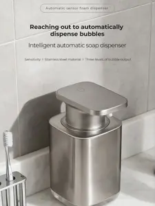 Automatic Sensor Touchless Stainless Steel Soap dispenser Water Proof with 3 levels and Self Cleaning Mode, USB rechargeable