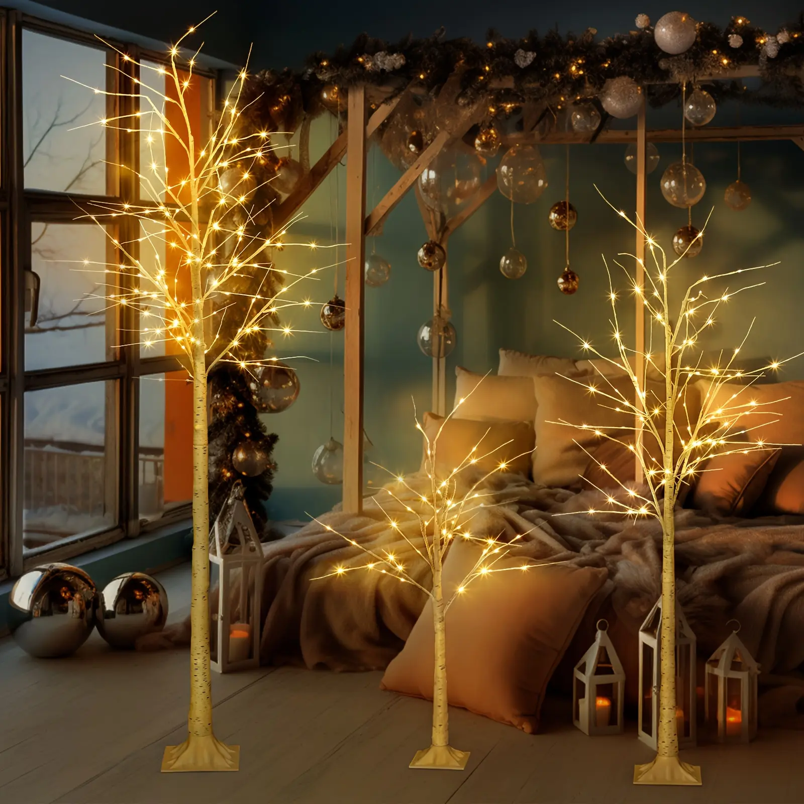 4/6/8ft Warm White LED Birch Tree Light, Fairy Light Elf Tree Decoration, Tree Light Suitable For Party Bedroom Decoration, Outdoor Activities, Valentine'S Day, Christmas And Halloween Decoration, Indoor And Outdoor Use,Specialty Tree Decor