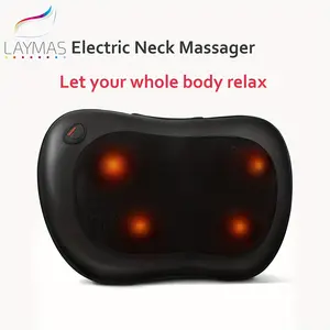 LAYMAS Heating Neck Massager for Back and Neck with Deep Tissue Kneading, Electric Back Massage Pillow for Muscle Pain Relief, Silicone