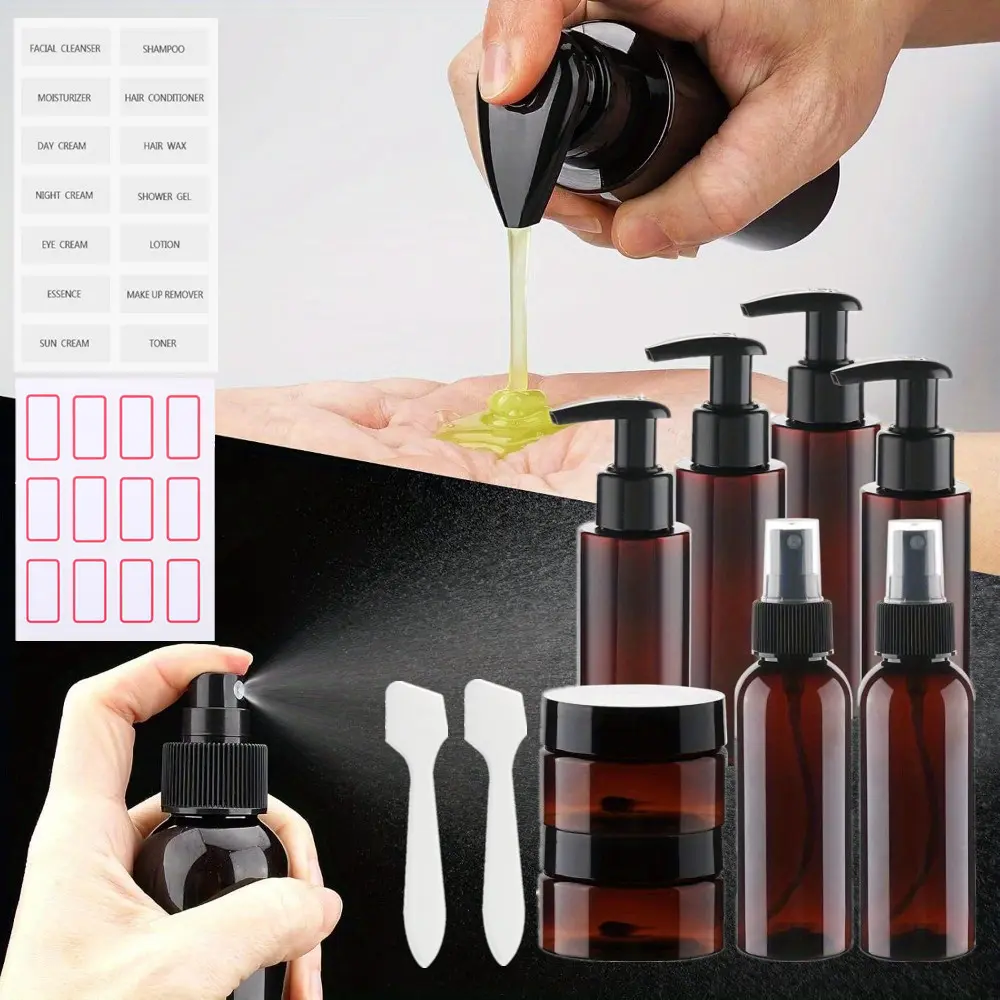 6-Piece Durable Travel Toiletry Bottles Set - 3.4oz/100ml Refillable Empty Storage Containers for Cosmetics, Lotion