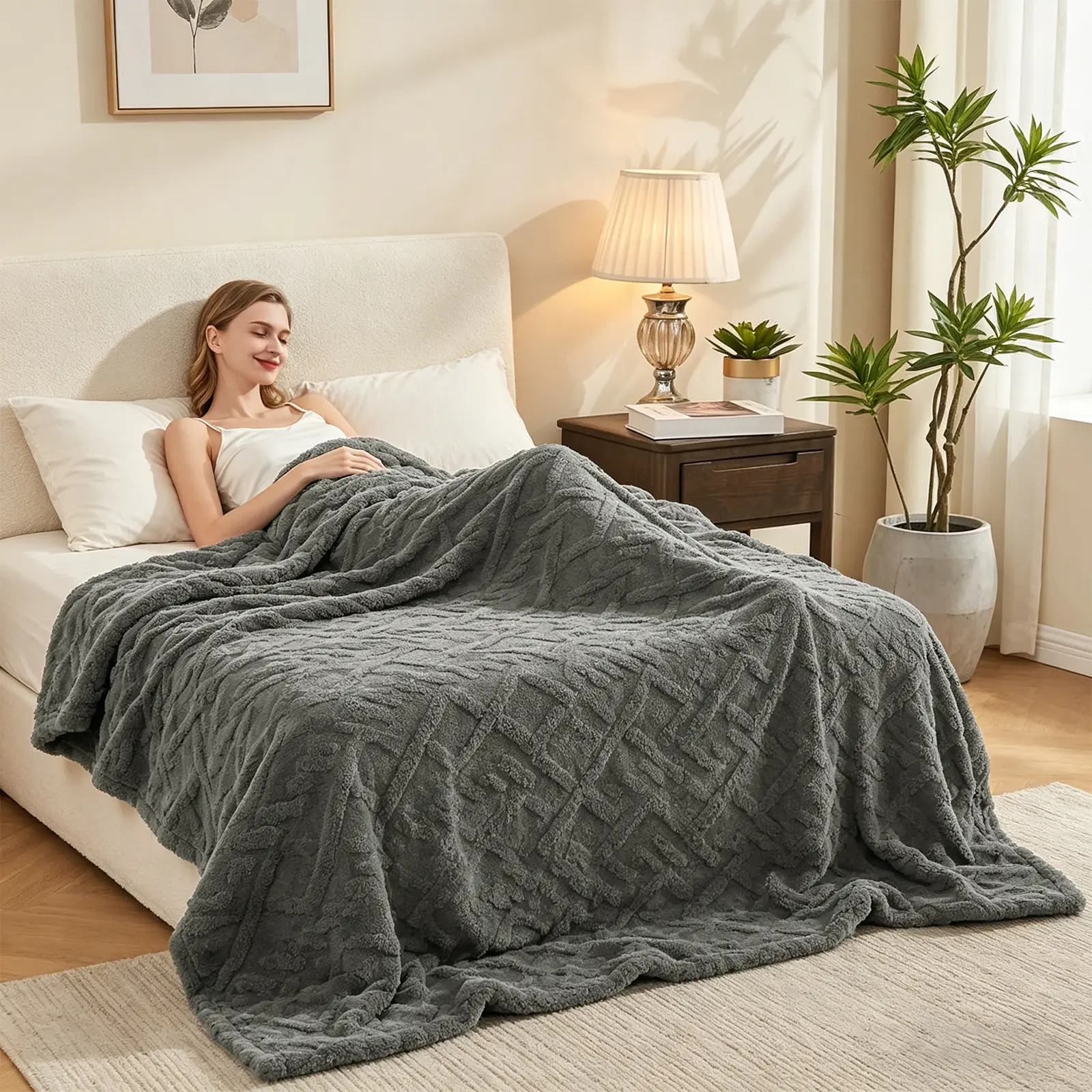 【Super Category】ROSEKIND Queen Size (80''×90'') Taffeta 3D Diamond Blanket, Soft, Non-Pilling, Breathable Blanket - Air Conditioning Naps, Car Use - All-Season Bedding Throw, Home Decor Blanket