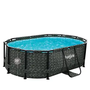 Funsicle Oasis Oval Above Ground Swimming Pool, Dark Herringbone