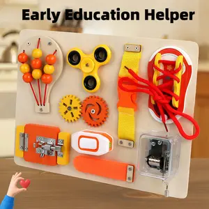 Wooden Montessori Busy Board Set, Multifunctional Sensory Toy for Kids 3-6, Hand-Eye Coordination & Focus Training, Ideal Gift for Holidays, Preschool Busy Board