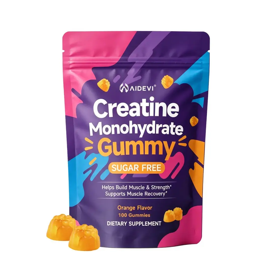 AIDEVI Creatine Monohydrate Gummies - 100 Count, 340g, Orange Flavor, 4 Gummies Per Serving, 25-Day Supply, Sugar-Free Workout Supplement for Adults’ Muscle Support & Performance