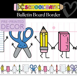 Buddies Forever School Supplies Bulletin Board Border | School Days
