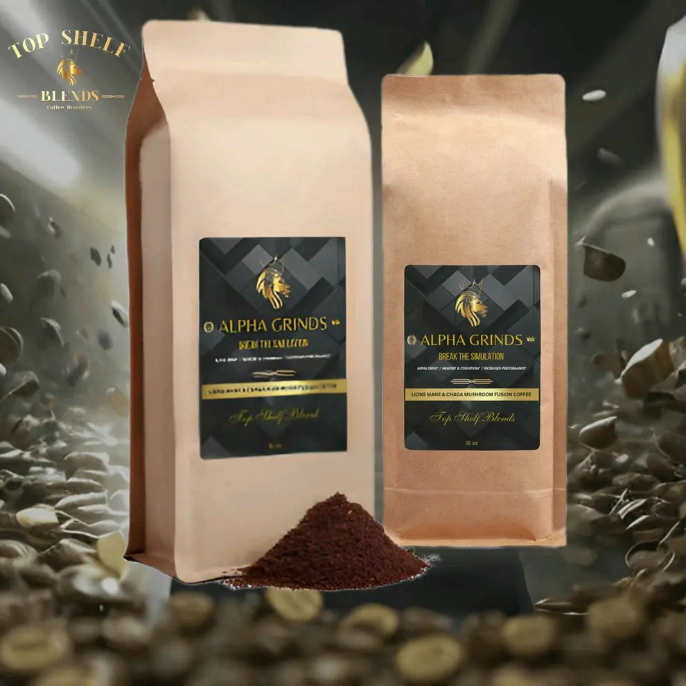 ALPHA GRINDS ORGANIC LIONS MANE & CHAGA MUSHROOM COFFEE 16oz