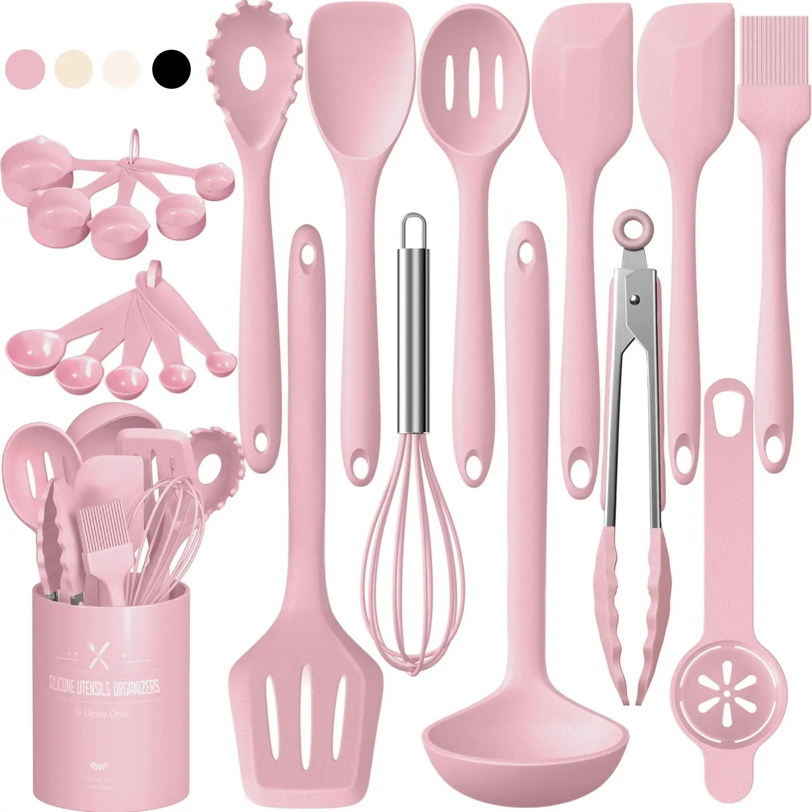 Complete Silicone Cooking Tool Set, Heat Resistant & Dishwasher Safe, BPA Free Spatula, Tweezers, Spoon, Pot Lid Lifter, Kitchen Essentials, Kitchen Cooking Accessories, Kitchen Utensils