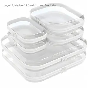 6Pcs Clear Hard Plastic Zipper Pouch | Waterproof Transparent Storage Bags, Makeup Container Set, Travel Organizer for Makeup, Cosmetics, Stationery, Snacks & Small Items – 3 Sizes