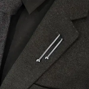 2pcs Men's Suit Lapel Pin Set, Minimalist Tie Clip