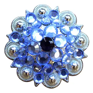 HILASON Screw Back Concho 1.25 in Amythyst Montana Crystals Saddle Amythyst, Color | Slotted Conchos Bling