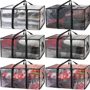 ClearSpace Classic 6-Pack Heavy Duty Moving & Storage Bags with Lids, 29x13x14in 86L Capacity, Backpack Straps, Zippers, Drawstring Pouch for College Dorm Room Storage Containers & Organizers