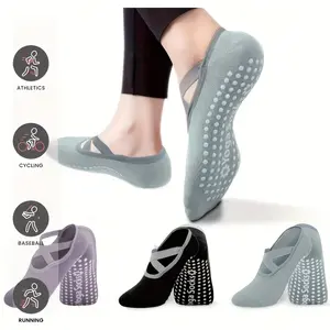 Women's Anti-Slip Pilates Socks, Toe Socks, Comfortable Yoga Socks, Indoor Fitness Socks, 3 Pairs Pack, Non-Skid Sports Socks for Women