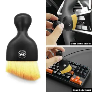 1Pcs Car Interior Logo Cleaning Soft Brush Tools Auto Emblem Car Detailing Accessories For Hyundai Tucson IX35 Veloster Elantra Ioniq I40 Kona