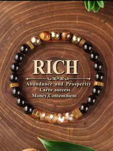 Original Design Stone Beaded Vintage Faceted Crystal Bracelet for Women, Iron Ore Natural Stone Handmade Jewelry