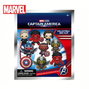1 PC Marvel Officially Licensed Captain America 3D Anime Character Series Blind Bag Keychain Collectible Mystery Bag Clip Keychain For Friends, Birthday, Holiday Gifts, Party Favors, Keychain Surprise Collectibles